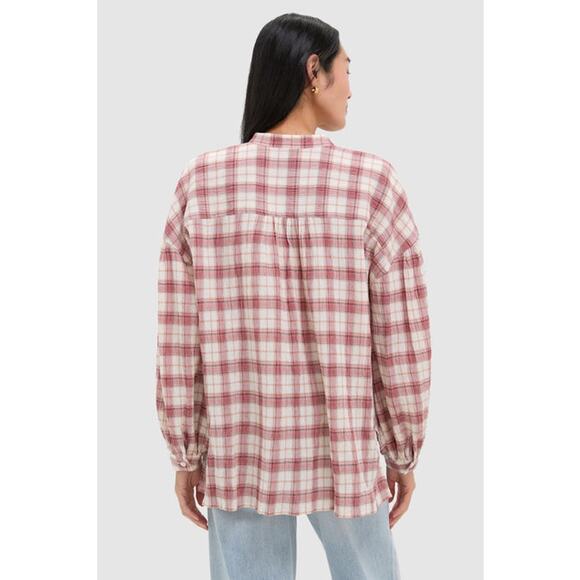 Tuckernuck NWT Pink and White Plaid Juliette Button Down Top Blouse, Size XS - Picture 5 of 16
